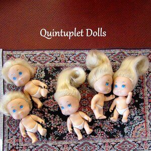 QUINTUPLET BABY DOLLS: 3 GIRLS, 2 BOYS, TYCO 1990 VINTAGE CUTIES